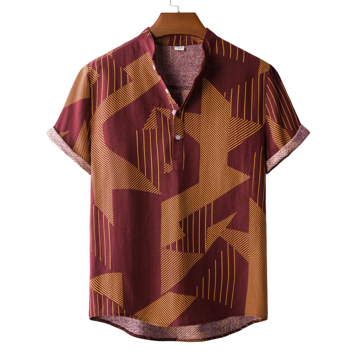 Herren Kurzarmhemd Modern Geometrisch Knopfverschluss Trendy