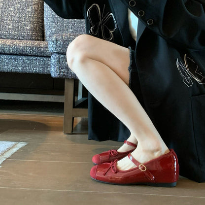 Damen Ballerinas Elegantes Lackleder Schuhe