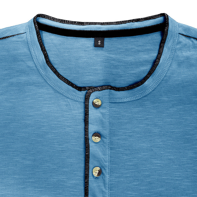 Herren Langarmhemd Klassisch Henley Style Modern