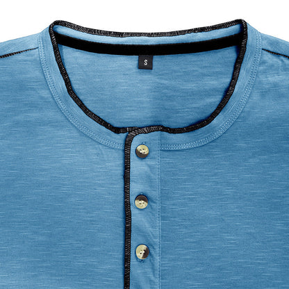 Herren Langarmhemd Klassisch Henley Style Modern