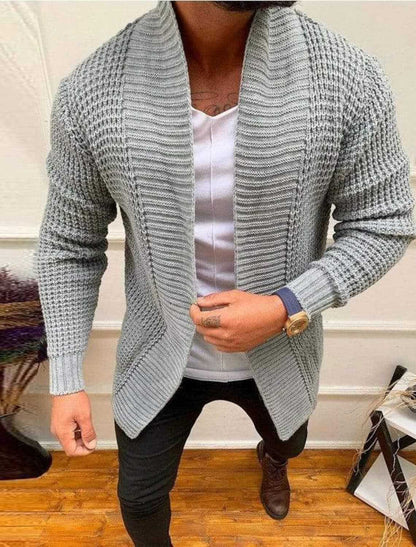 Herren Strickjacke Struktur Optik Tiefkragen Modern