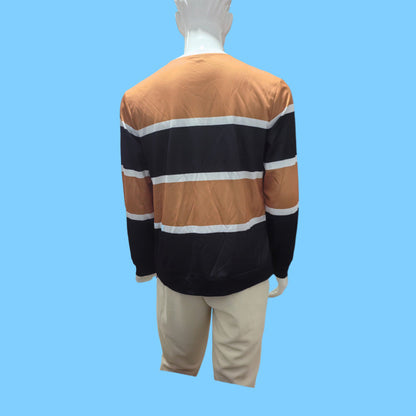 Herren Langarmshirt Moderner Streifen Look Rundhals