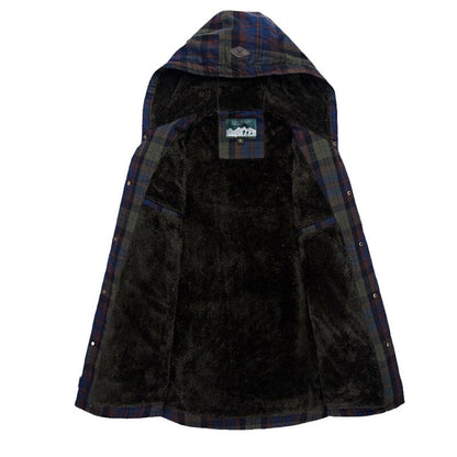 Herren Flanelljacke Warm mit Fleece Futter und Kapuze