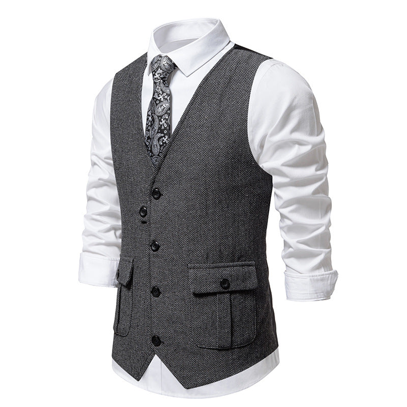 Herren Weste Elegante Strukturiert Hahnentritt Muster