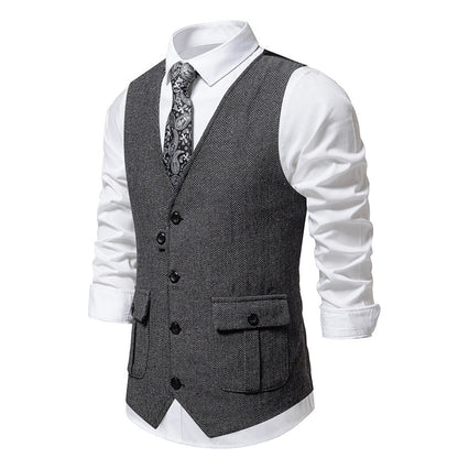 Herren Weste Elegante Strukturiert Hahnentritt Muster