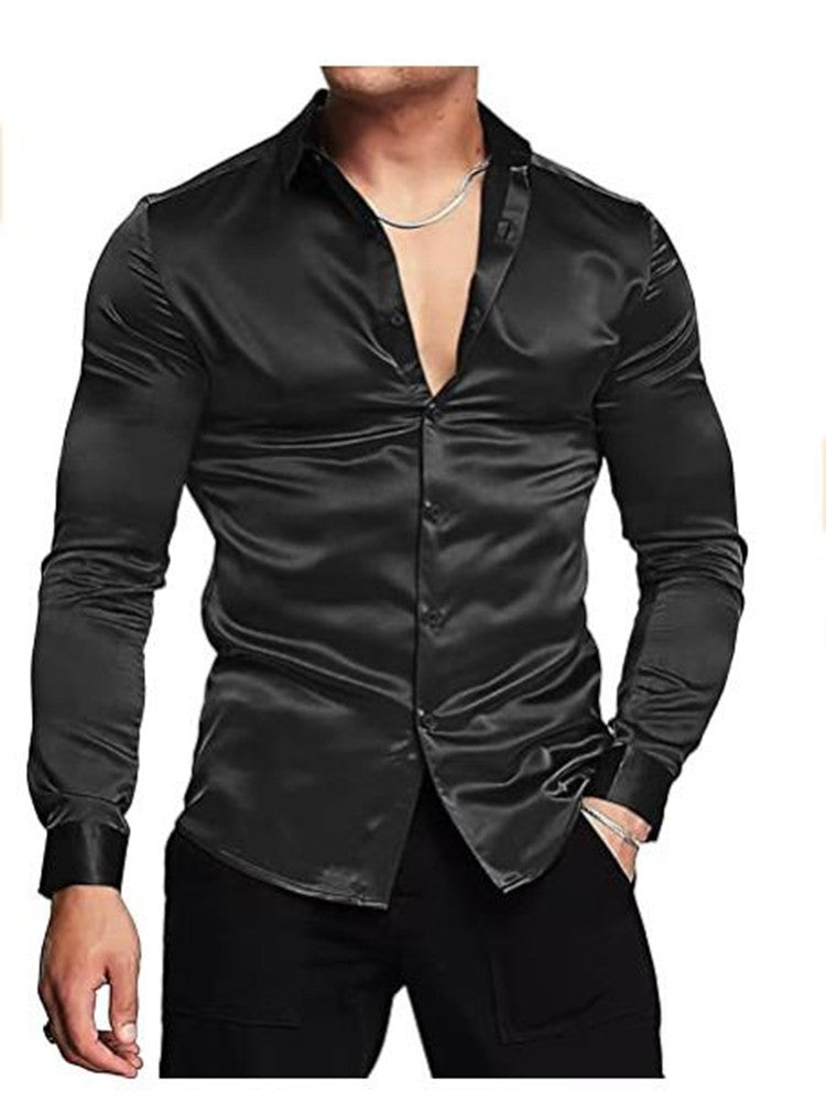 Herren Slim-Fit Hemd Glänzend Modern Berlin Style