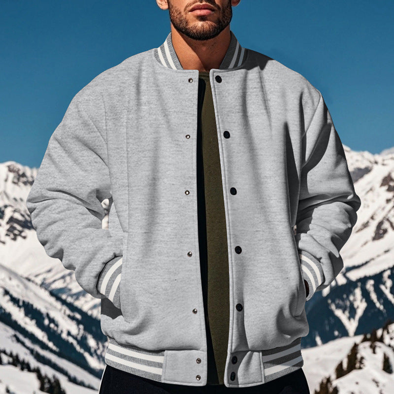 Herren Sportjacke College Style Druckknopf Verschluss