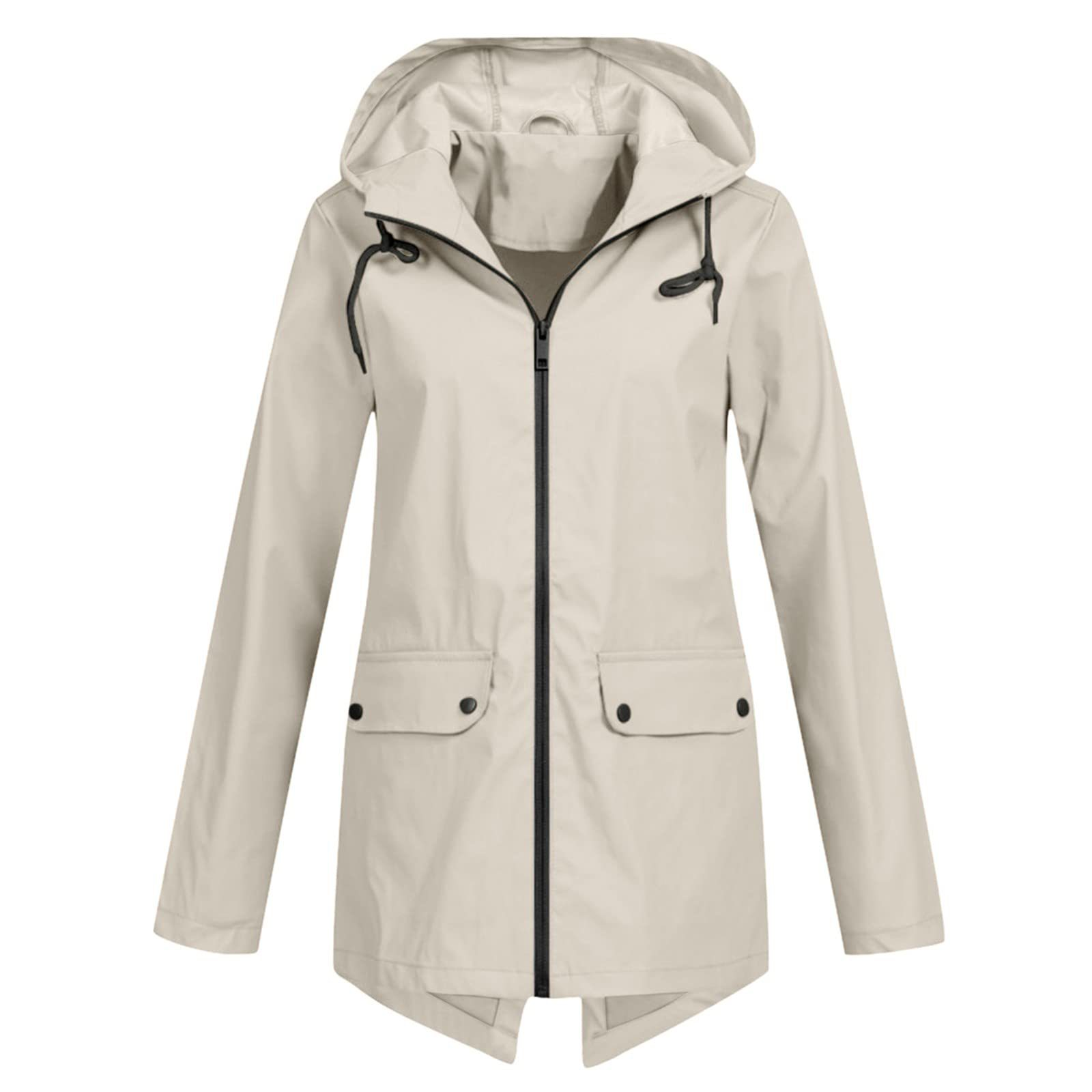Damen Jacke mit Kapuze Reißverschluss und Taschen - BerlinGlamour