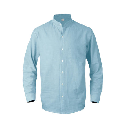 Herren Langarmhemd Stehkragen Elegantes Business Hemd