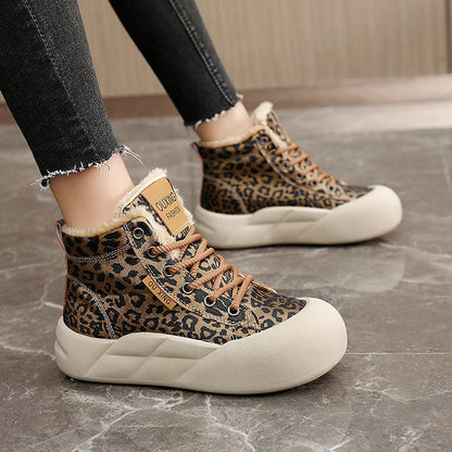 Damen Sneaker High-Top Wildleder Optik Kuschelig - BerlinGlamour