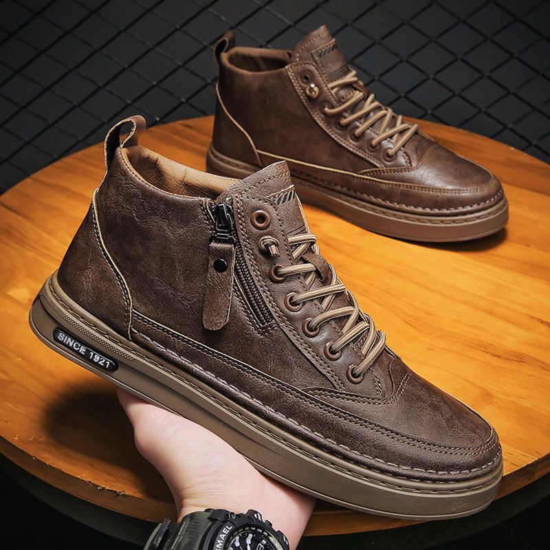 Damen Sneaker High-Top robust mit Reißverschluss Schwarz - BerlinGlamour
