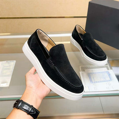 Damen Sneaker Mokassin Weichleder Elastisch Bequem
