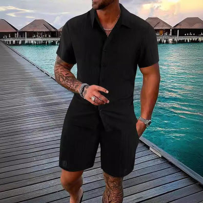 Herren Kurzarm Set Sportlich Modern Struktur
