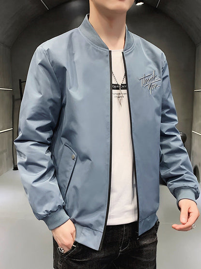 Herren Bomberjacke Sportlich Elegant Mit Stickerei