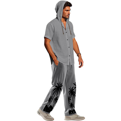 Herren Strandset Hoodie Shirt und Hose Casual Sommer