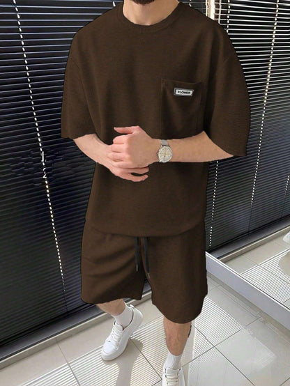 Herren Kurzarm T-Shirt und Shorts Set Sportlich Freizeit