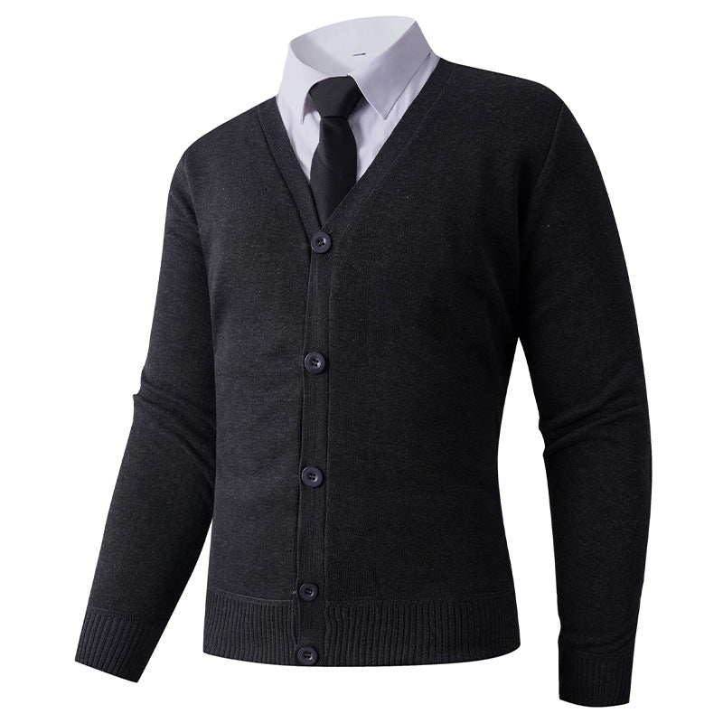 Herren Strickjacke V-Ausschnitt Knopfverschluss Modern