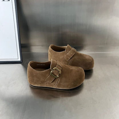 Damen Clogs Wildleder Bequem Schnallenverschluss Modisch