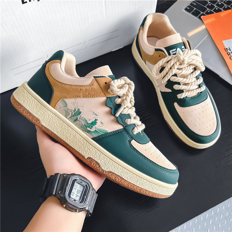 Damen Sneaker Leder Trendy Sportlich