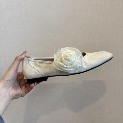 Ballerinas Damen Bequem Blumen Applikation