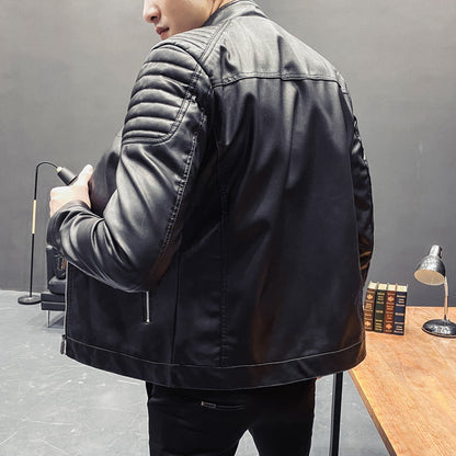 Lederjacke Herren Modern Sportlich mit Nieten und Reißverschluss
