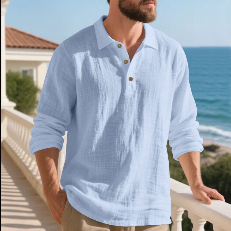 Herren Langarmhemd Modern mit Knöpfen und Texturstoff