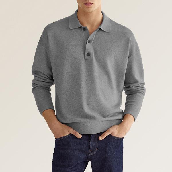 Herren Pullover Weit Schnitt Knopfleiste Modern