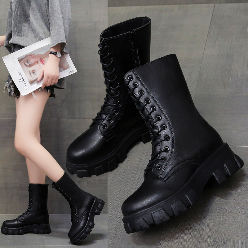 Damen Combat Boots Stiefel Schnürsenkel Robust