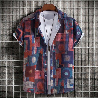 Herren Kurzarmhemd Geometrisches Motiv Modern Berlin Style - BerlinGlamour