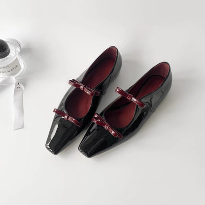 Damen Ballerinas Elegante Schleifchen Riemen Metallic
