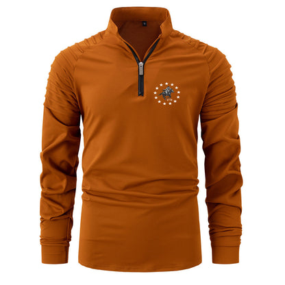Herren Langarmshirt funktionell mit Reißverschluss und Struktur Ärmeln Modern