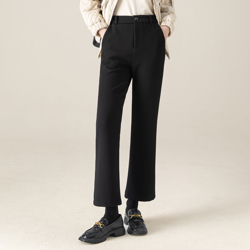 Damen Hose Hochtaillier Flared Elegant Schwarz