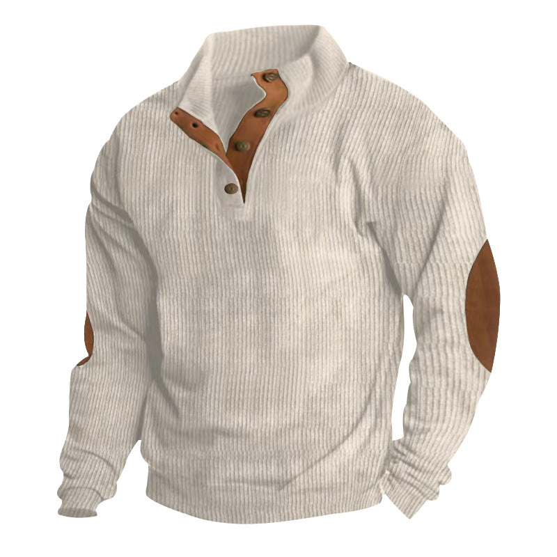 Herren Pullover Lederakzente Reißverschluss Modern