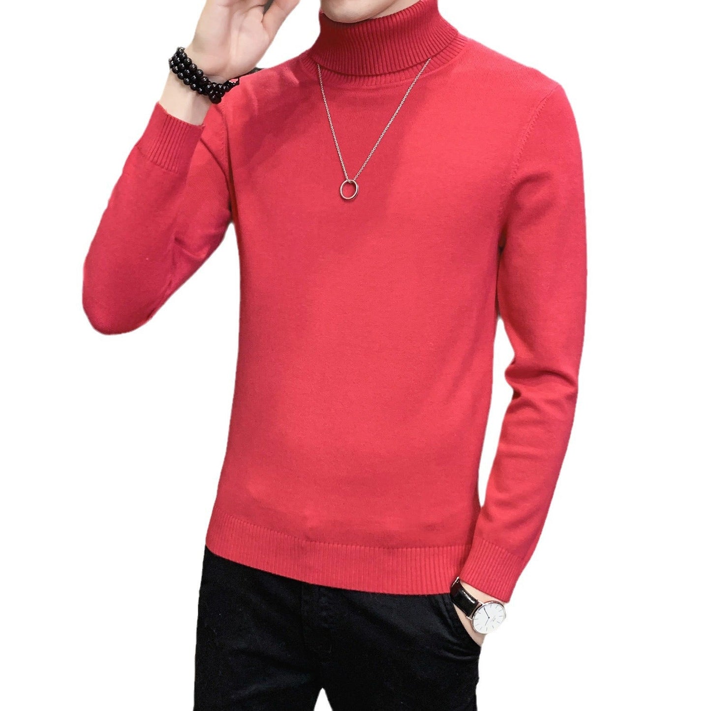 Herren Pullover Weich Strickware Hochkragen Modern