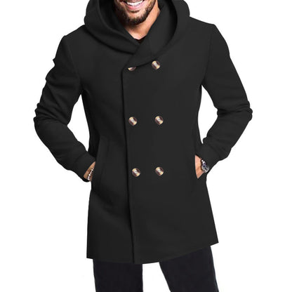 Herren Mantel Warm Elegant mit Knöpfen und großen Taschen