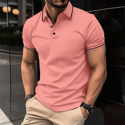 Herren Polohemd Elegant atmungsaktiv mit Kontraststreifen