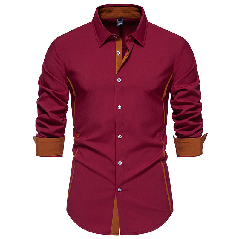 Herren Langarmhemd Elegantes Business Hemd Mit Kontrast