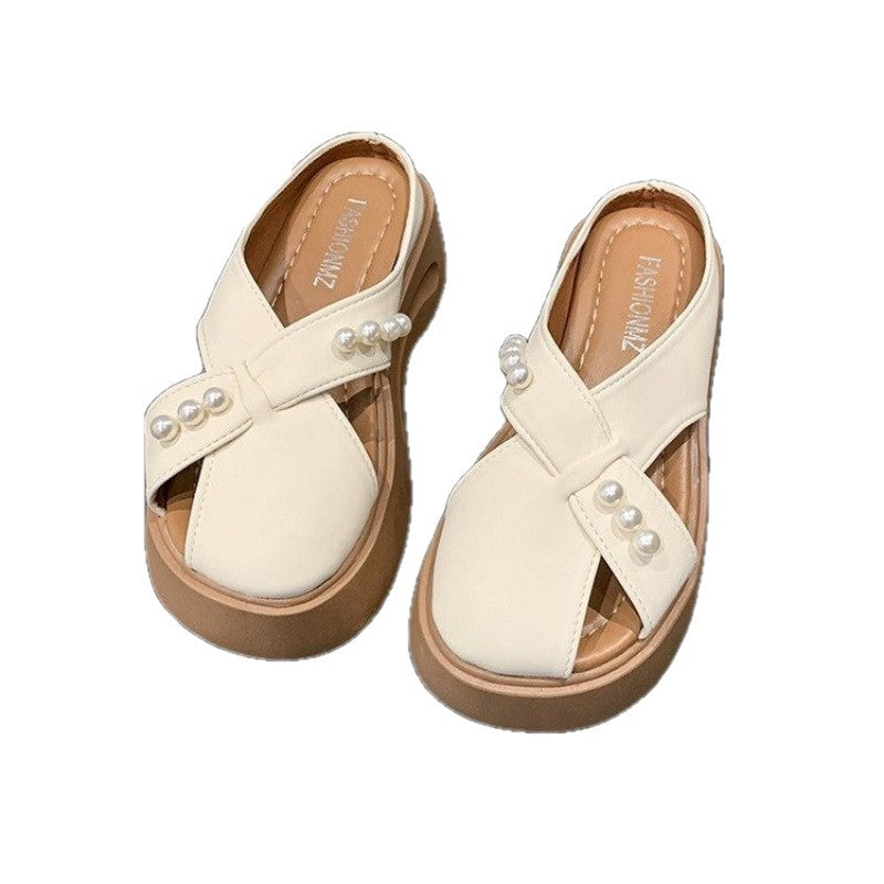 Damen Plateau Sandalen Plateauschuhe mit Perlen schwarz