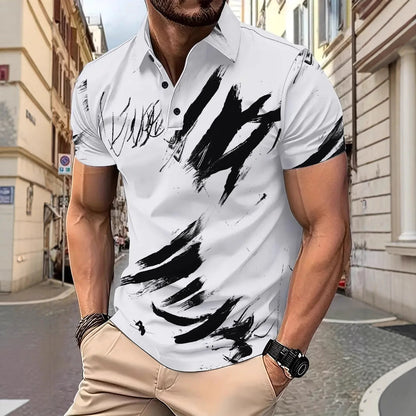 Herren Poloshirt Modern mit Pinselstrich Design Berlin - BerlinGlamour