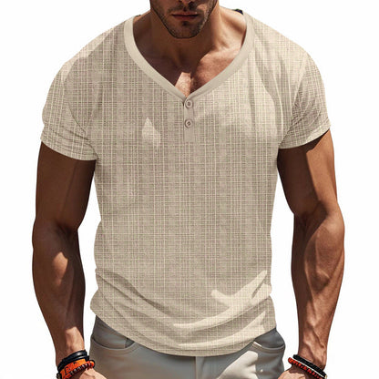Herren Henley-Shirt Kurzarm Strukturiert Knöpfe Modern