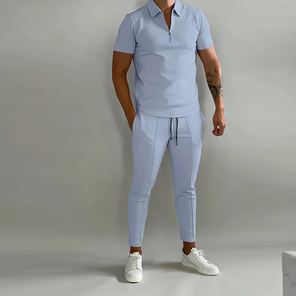 Herren Polo-Shirt Slim Fit Modern Reißverschluss Elegantes Design