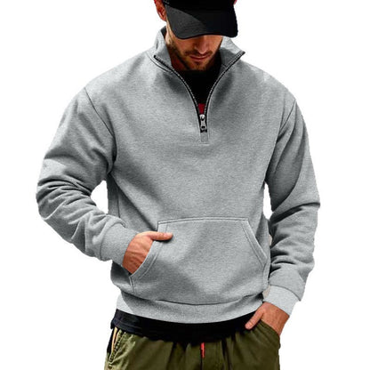 Herren Sweatshirt Halbzipper Grau Sportlich