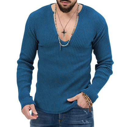 Herren Pullover Langarm V-Ausschnitt Moderner Schnitt