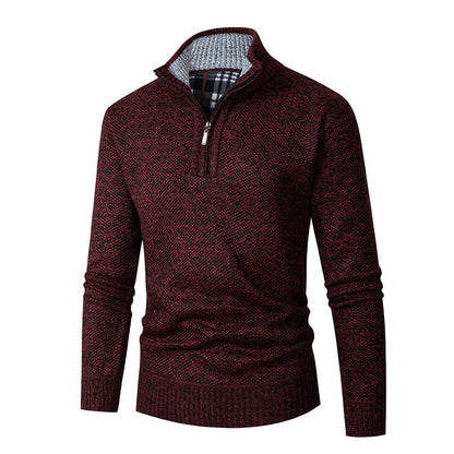 Herren Strickpullover Kuschelig Warm Mit Halbzipper