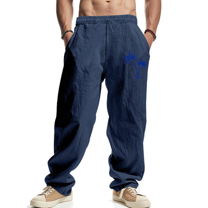 Herren Strandhose Bequem Palmen Muster Sommerhose