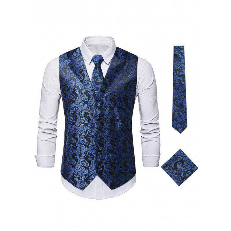 Elegante Herrenweste Paisley Muster Modern Schwarz