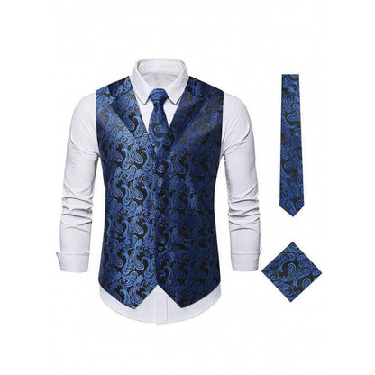 Elegante Herrenweste Paisley Muster Modern Schwarz