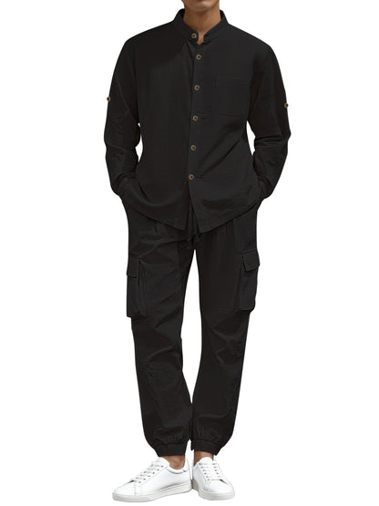 Herren Cargo-Hose Stehkragen Elastisch Bequem
