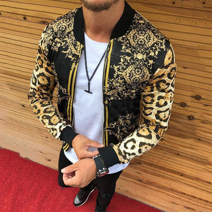 Herren Bomberjacke Leopardenmuster Luxus Style