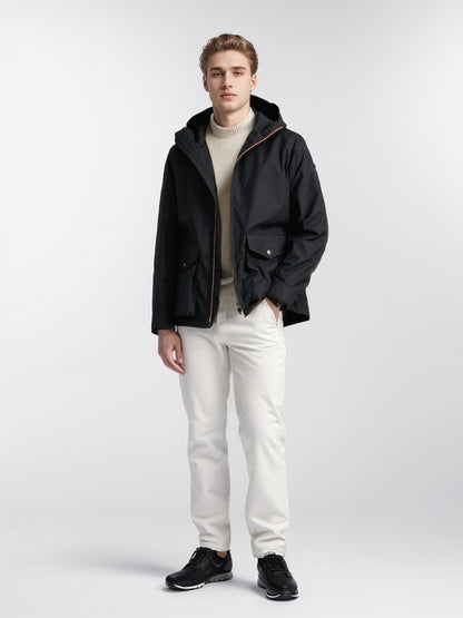Herren Übergangsjacke Funktional mit Abnehmbarer Kapuze Modern